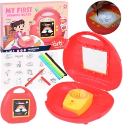 3-i-1 tegneprojektor med kuffert og dias