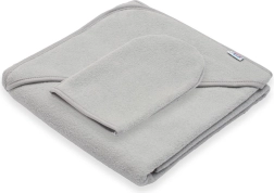 Børne-frottéhåndklæde med hætte New Baby Basic 80 × 80 cm grå