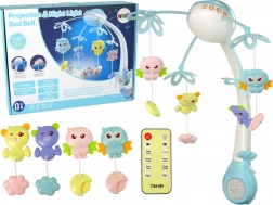 Karrusel til Tremmeseng med Projectionslys og Fjernbetjening Blå