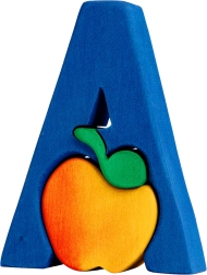 fauna alfabet bogstav a – æble træ-læggepuslespil