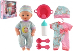 Babydukke med fast krop og tilbehør, 25 cm