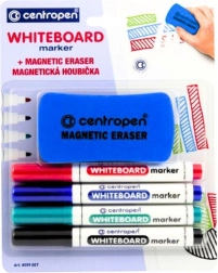 Whiteboardtuscher med magnetisk svamp CENTROPEN, sæt med 4 stk.
