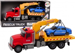 Rød bugseringsvogn med kran og lyseffekter