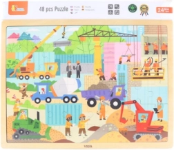 Træpuslespil 48 brikker – byggemaskiner
