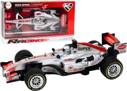 Racer sportsvogn med træk-op-drev 1:9, sølv, lys og lyde