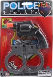 Plastlegetøjspistol til knaldhætter med håndjern, 8-skuds