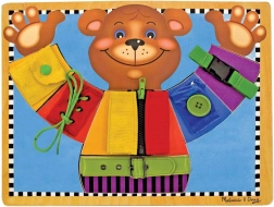 Motorik-tavle med bamse til påklædning MELISSA & DOUG