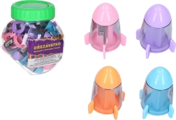 Blyantspidser med beholder og viskelæder – rumskib