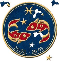 Rundt puslespil stjernetegn: Fiskene 33 brikker