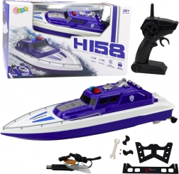 Politiets motorbåd med fjernbetjening blå