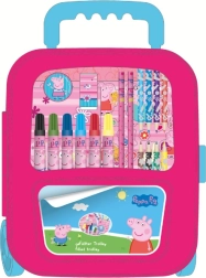 Rosa kunstnerkuffert på hjul PEPPA PIG til børn
