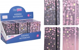 Linjebog 9 × 14 cm med blomstermotiv, 80 sider