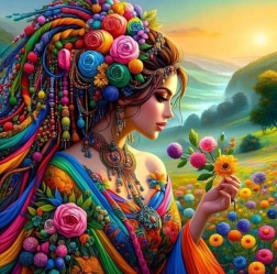 Diamantmaling – pige i et farvehav 30 × 40 cm