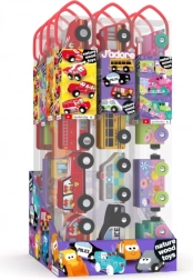 Sæt med træbiler i rør – 4 køretøjer