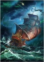 Diamantmaleri Sejlskib i storm 30x40 cm