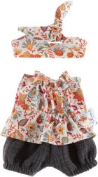 Tunika med shorts og bælte til dukke 38 cm – blomstereng