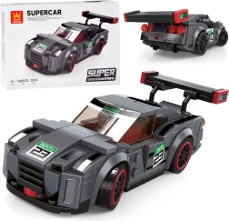 Teknisk byggesæt sportsvogn grå, 166 dele med klistermærker