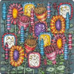 Kvadratisk puslespil CURIOSI Q Silver – farverige blomster, 72 brikker