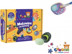 Sæt til maling af sten, der lyser i mørke, med farver og pensler CREATED