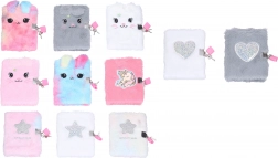 Dagbog med lås, plysset, 10,5 × 15 cm, 70 ulinjerede sider