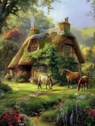 Diamantmaling Skovhytte kreativt sæt 30x40 cm