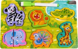 Trætavle med tosidet overflade og dyrepuslespil – Safari