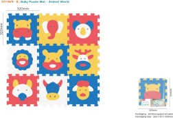 Skumpuslespil måtte med dyr 9 stk, EVA, 10 m+, samling af 3D-former