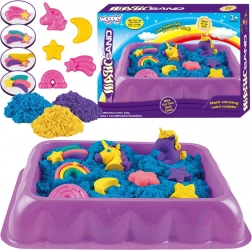kinetisk sand 0,6 kg enhjørninger og regnbuer med bakke og forme woopie