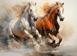 Diamantmaleri løbende heste 30 × 40 cm