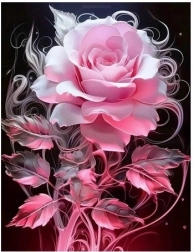 Diamantmosaik Lyserøde blomster