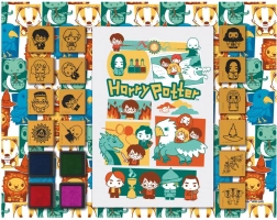 Sjove stempler med blok HARRY POTTER – skumsæt med 14 stempler og 4 farvepuder