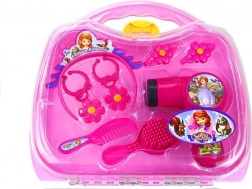 kuffert til den lille prinsesse – frisørsæt med føntørrer, krone og smykker