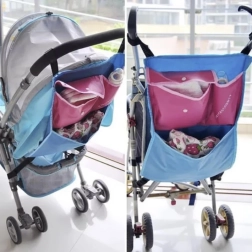 Organizer til barnevogn med lommer og flaskeholder
