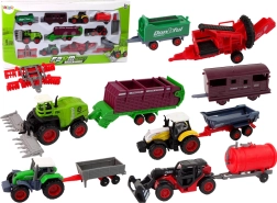 Sæt med landbrugskøretøjer – metaltraktorer og maskiner (12 stk.)