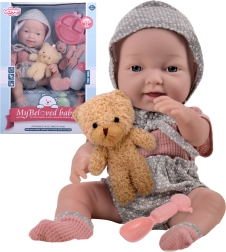 Babydukke 36 cm med tøj, bamse og fodringstilbehør WOOPIE ROYAL
