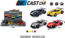 Metalmodel af racerbil med pull-back-funktion