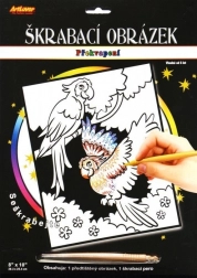 Skrabebillede med overraskelse To papegøjer 20x25 cm