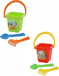 Sæt til sand med spand, skovl og rive