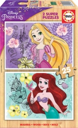 Træpuslespil EDUCA Disney prinsesser Rapunzel og ARIEL 2×25 brikker