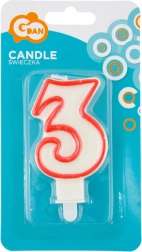 Kagelys tal 3 med rød kontur GODAN