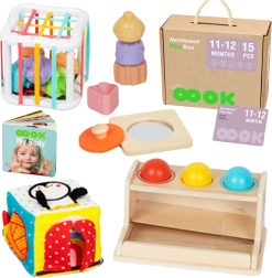 Tooky Toy montessori-boks 5-i-1 til babyer 11–12 måneder