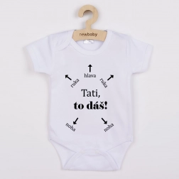 Babybody med print New Baby Far, du klarer det! – kortærmet