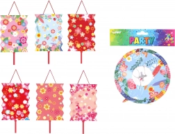 Lampion cylinder 16 cm med blomstermønster