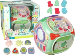 Interaktiv lærerig terning med sorter, telefon og lille klaver