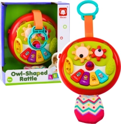 Interaktiv hængende ugle med bevægelige elementer og lille klaver