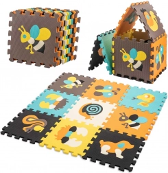 Skumpuslespil læringsmåtte med dyr 85 × 85 cm, 9 dele