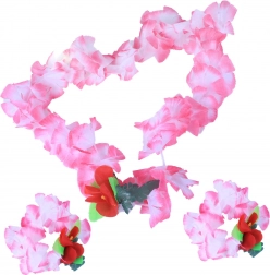 Pink hawaiiansk sæt – halskæde og armbånd