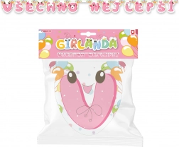 Papirguirlande Tillykke – lyserød