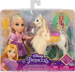 Prinsesse RAPUNZEL eller BELLE med hest og børste, dukke 15 cm