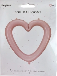 Lyserød folieballon hjerte – fotoramme 86 × 83 cm